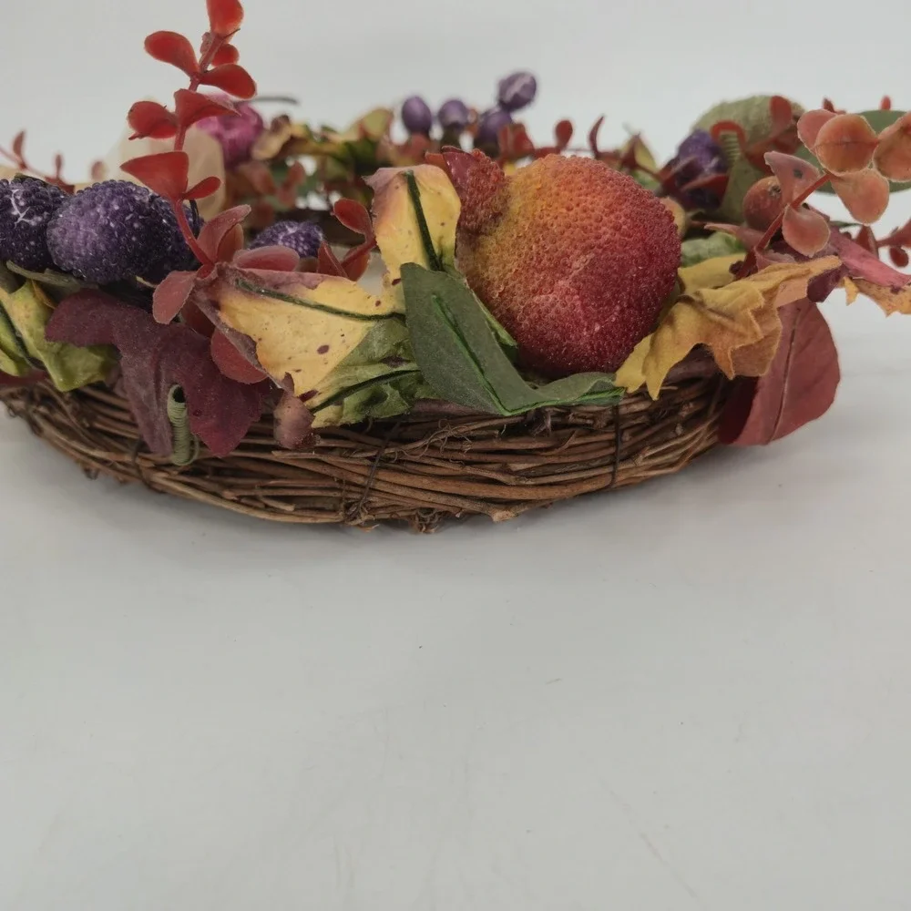 Vintage Avon 2000 Harvest Wreath Faux Fruit Fall Leaves Original Box 12